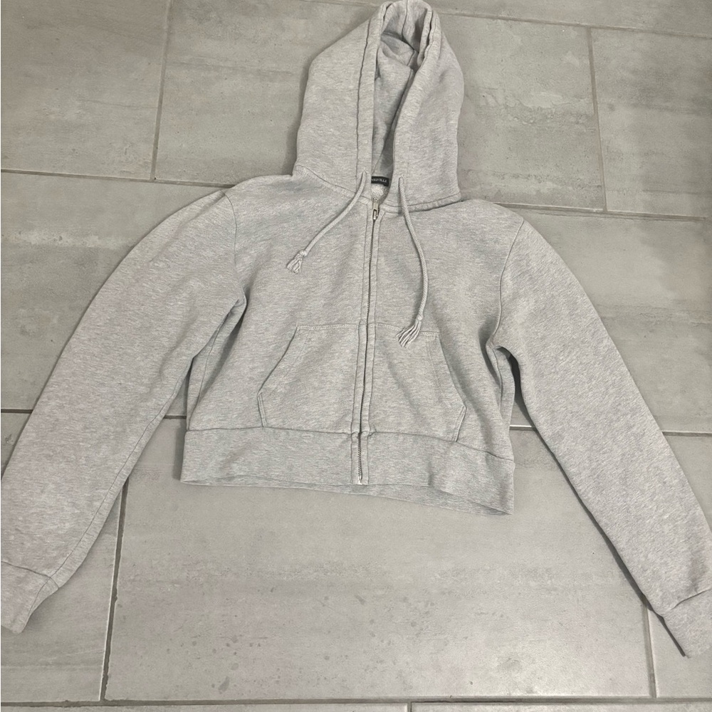 Brandy Melville Gray Zip-Up Hoodie